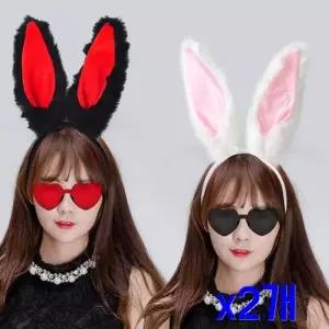 토끼귀 동물머리띠 토끼 블랙 점보 파티 검정 생일 2개 파티용품