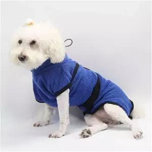 3UOWWFA 반려견 목욕 가운 타월 퀵 드라이 펫 XS-XL 고흡수 극세사 섬유 고양이 색상 네이비 블루 사이즈 S