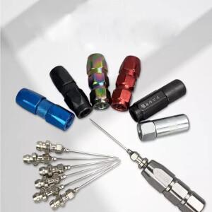 7pcs 바늘 그리스 노즐 플랫 헤드 분무기 피팅 총 버터 오일 입 액세서리 합금 소재