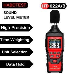 HABOTEST HT622 디지털 사운드 레벨 미터 소음 테스터 감지기 데시벨 모니터 30-130dB USB 데이터 연결 기