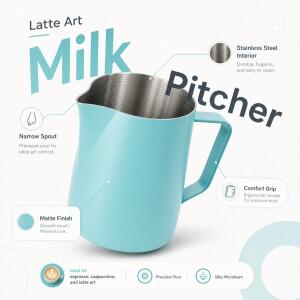 600ML 커피 우유 거품기 주전자 304 스테인리스 스틸 정밀 눈금 고품질 라떼 바리스타 전문 카페용품