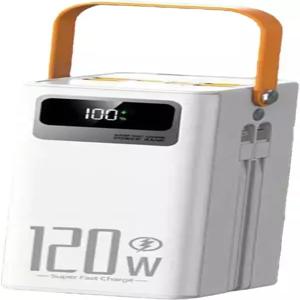대용량 태양열 배터리 뱅크 120W 외장 전원 팩 50000mAh 서바이벌 기어 내장 케이블 충전기 다중 출력