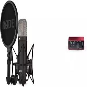 SM6 쇼크마운트 및 팝 필터가 장착된 RØDE NT1 시그니처 시리즈 콘덴서 마이크 - 블랙 포커스라이트