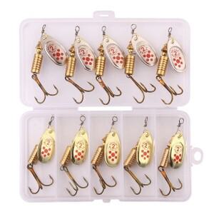 10Pcs 6.3cm 7g 스피너 스푼 금속 미끼 낚시 스팽글 크랭크 베이트 송어 퍼치 회전
