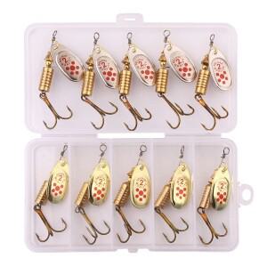 10Pcs 6.3cm 7g 스피너 스푼 금속 미끼 낚시 스팽글 크랭크 베이트 송어 퍼치 회전