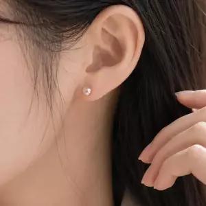 세련된 담수 진주귀걸이 4mm 데일리 은귀걸이 웨딩촬영 한복 혼주