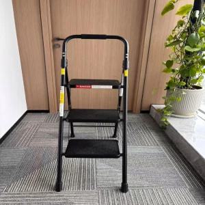 HBTower 3 스텝 사다리 접기 넓은 미끄럼 방지 페달 포함 블랙