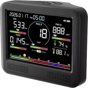 가정용 KDWKD 실내 공기질 모니터 CO 검출기 PM0.3 포름알데히드 HCHO TVOC 센서 C6H6 AQI 알람 온도 및