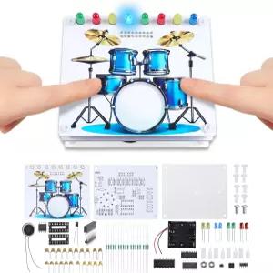루멘릭스 납땜 연습 키트 터치 센서 사운드 및 LED 조명이 포함된 DIY 드럼 학습 프로젝트 STEM 전자 학생