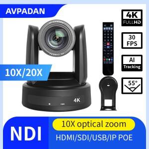 4K 10X/20X 회의 카메라 NDI SDI USB HDMI IP PTZ 캠 라이브 스트리밍 지원 교회 비즈니스 회의용 POE