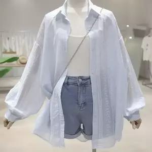 봄 여름 여성 자외선 차단 셔츠 자수 레이스 루즈핏 캐주얼 긴팔 셔츠