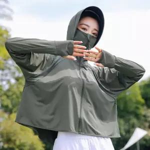 여성 등산 외출 골프 아웃도어 쿨링 원단 햇빛 차단 핑거홀 크롭 바람막이여름자켓 등산복 경량 비치웨어