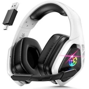 PC, PS5, PS4, 2.4GHZ USB 및 스위치, 화이트 TATYBO 블랙용 헤드폰, 헤드폰용 헤드셋 게이밍 블루투스 TYPE-C 마이크 맥, 무선 30H 모바일, 포함, 노트북, 배터리