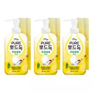 피죤 퓨어 뽀드득 주방세제 500ml 3개입깔끔한 깨끗한 청소용품 향좋은 가성비 대용량 개운한