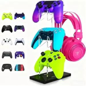 컨트롤러 스탠드 3단 범용 홀더 헤드폰 헤드셋 아크릴 디스플레이 Xbox PS5 닌텐도 스위치와 호환 -