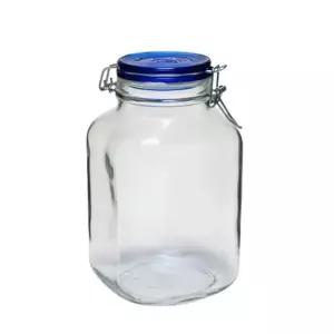 유리 밀폐용기 식재료 보관병 클립형 저장 블루 3000ml 빈병 잼병 용기