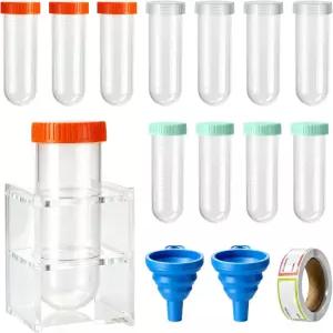 12팩 100ml 단백질 파우더 여행용 용기 세트 충전 스탠드 깔때기 및 라벨이 있는 대용량 누수 방지 재사용
