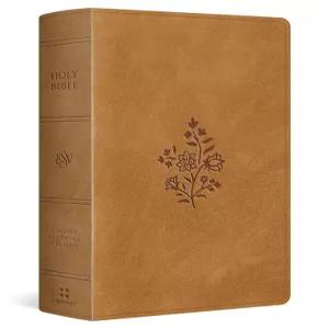 ESV 자이언트 프린트 개인 사이즈 성경 빨간 글씨 (트루톤 누벅 카라멜 야생화 디자인) 홀리 바이블 영어