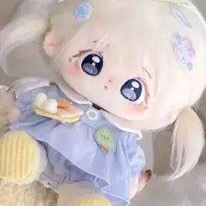 20cm 흰색 튀긴 머리 인형 귀여운 달콤한 큰 눈 수 놓은 선물 복장