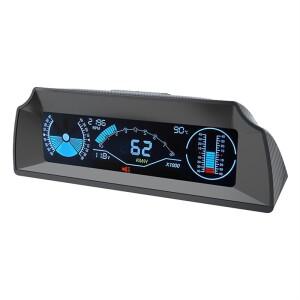 A13F-X90 헤드 업 디스플레이 온보드 컴퓨터 OBD2 자동차 속도계 게이지 틸트 피치 각도 포함