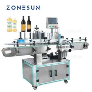 ZONESUN 완전자동 원형 플라스틱 유리 물 음료 병 포지셔닝 및 라벨링 기계