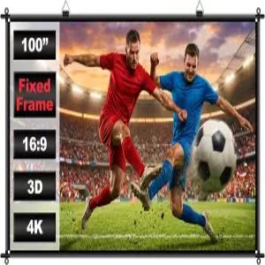 100인치 고정 프레임 프로젝터 화면 야외 실내 영화 방 벽 극장 캠핑 뒷마당 4K HD 16 9의 주름 없는 대형