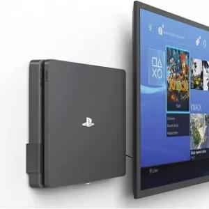 PS-4 슬림을 위한 Monzteck 새로운 월 마운트 TV 근처 또는 뒤에 설치 공간 절약 PlayStation4 완벽하게