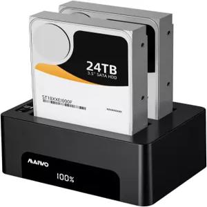MAIWO 듀얼 베이 하드 드라이브 클론 오프라인 있는 2.5/3.5인치 SATA SSD/HDD 도킹 스테이션 UASP가 5Gbps