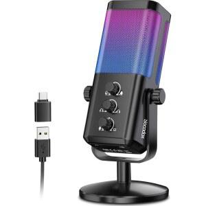 SOCODOX 게임 채팅 밸런스가 있는 USB RGB /비디오 스트리밍 음소거 /팟캐스트 모니터링, 및 /PS4 PC 캔슬링 콘덴서 /컴퓨터 기능이 /MAC용 /트위치 /ASMR용, 게이밍 빠른 /디스코드 /PS5 노이즈 마이크,