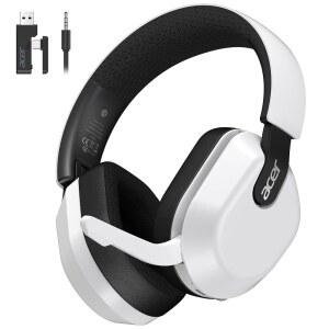 ACER PS5, PS4, PC, 스위치, 2.4GHZ - 게이밍 무선 헤드셋, 및 뮤트 안경 플립 경량 투 친화적, 배터리 70H 마이크, 화이트 6.0 헤드폰용 블루투스