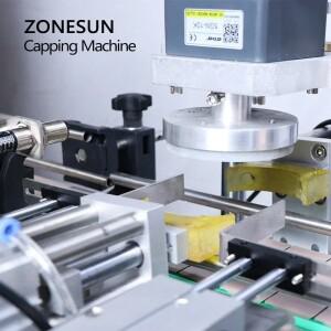ZONESUN ZS-XG440D 자동 트위스트-오프 캡 기계, 잼, 소스 병용 컨베이어가 있는 유리병 스크류 캐퍼