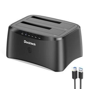 하드 드라이브 도킹 스테이션, DOCKTECK USB 인클로저, 3.5 2.5인치 베이 듀얼 SATA HDD SSD용, 오프라인 클론 TO 포함 또는 3.0 외장