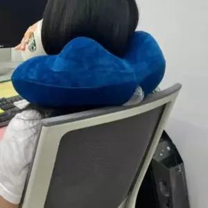 비행기목베개 쿠션 휴대용 블루 차량 자동차 여행 차량용 기내 사무실 용배게 내용 여행용 에어