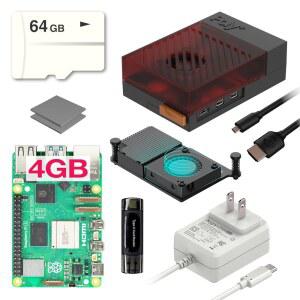 ARGON PI 5 키트 - 라즈베리 전원 아르곤 포함, 스타터 장치, 프로젝트용 지원, 냉각 폴리+5 및 공급 4GB 27W 키트, 파이 HDMI 액티브 케이스