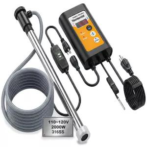 120V 온도 조절기 및 GFCI 보호 기능이 있는 2000W 휴대용 침수 온수기 - 욕조 히터 공기 주입식 수영장