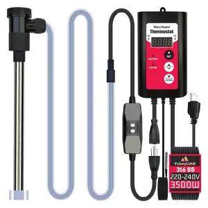 YLboyLiAN 240V 3500W 침지 풀 및 온수 욕조 온수기 휴대용 전기 잠수식 히터 온도 조절 기능 GFCI 연못