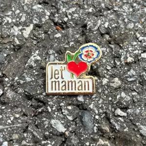 가다컴퍼니 Jet'aime maman 프랑스어 쥬뗌마마 프랑스뱃지 빈티지뱃지 A347