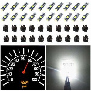 WLJH 74 LED 전구 대시 조명 소켓 T5 클러스터 286 시프트 70 게이지 브라이트 2721 화이트 20개 표시기 PC74 웨지 자동차 슈퍼 37 계기판 트위스트 팩 키트