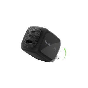 3포트 USB C 충전기 블록 70W 멀티포트 GaN 월 충전기(USB 포트 2개 A 1개 포함) 맥북 17 프로 삼성 갤럭시 S26 구글 픽셀 10 등을 위한 고속 충전