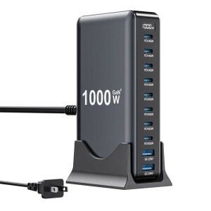 1000W USB C 충전기 블록 10포트 충전소 GaN IV 여행 필수품 멀티포트 Pro /Air DELL 삼성 갤럭시 140W 노트북 고속 어댑터