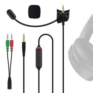 BOSE QC45 무선 노이즈 캔슬링 헤드폰과 호환되는 마이크 PS4 PS5 PC XBOX ONE 컨트롤러용 음소거 스위치가 있는 붐 게이밍 마이크 케이블(QC45 3.5MM Y-스플리터)