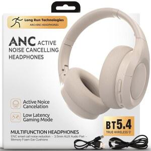 ANC 무선 블루투스 5.4 헤드셋, 선명한 오디오 3.5MM 태블릿, 케이블, 휴대폰, 유선, 내장 통기성 짧은 경량, 시간, 오버이어 통화를 고해상도, 마이크, 편안함, 접이식, ENC 대기 위한 PC용