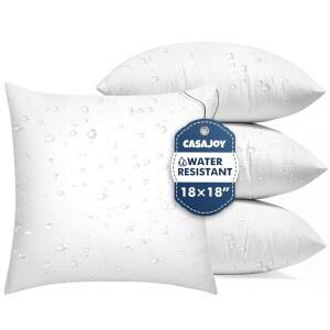 CASAJOY 4개 팩, 45.7 X 45.7CM(18 파티오, 소파, 장식용 침대, 쿠션 인서트 내부 거실, 패드, 인서트, 방수 가구, 장식 18인치) 정원 베개 야외