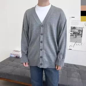 남자빅사이즈 오버핏기본니트가디건 패션 데일리 웨어남친 아우터 남성가을 갈색 겨울 댄디룩 데이트룩