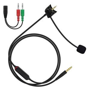 3.5MM 헤드폰 스플리터가 장착된 QC35 붐 마이크 BOSE QUIETCOMFORT 35 II(QC35 II) 및 35(QC35) 헤드폰 PC용 마이크 케이블 노트북 PS4 PS5 XBOX ONE 4피트