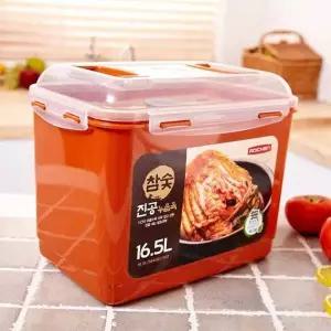 진공 누름독 황토 참숯 밀폐용기 16.5L 식품용기 장아찌 보관