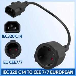 전기연장선 UPS PDU 전원 리드 IEC 320 C14 CEE 유럽 Schuko 소켓 어댑터 케이블 30CM CEE73 30 150 연장 코드