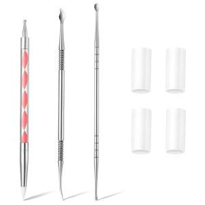 YQQyg 3PCS 네일 아트 조각 펜, 젤용 3D 도구, 더블 헤드 스테인리스 스틸 여성용 아크릴 도팅 매니큐어 모델링, 빌더