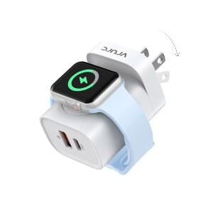 용 VRURC 고속 충전기 iWatch SE용 내장 무선 자기 충전 스테이션 /11 /10 /9 /8 /7 /6 /5 /4 PD 20W USB C 블록 iPhone용 폴더블 월 /16 /15 /14 /13-흰색 화이트