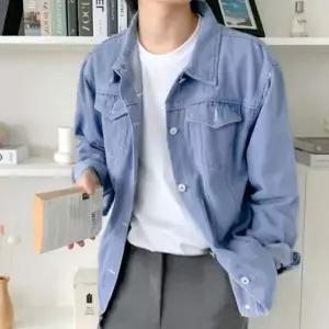[하프클럽/]남자 오버핏 데님 자켓 루즈핏 청재킷 봄 가을 간절기 트러커 점